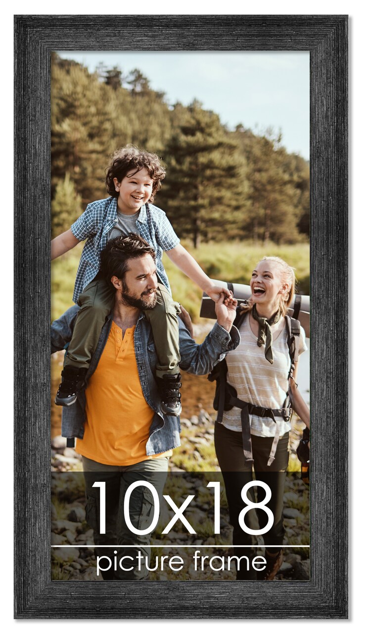 10x18 Wide Barnwood Picture Frame with UV-Resistant Acrylic & Acid Free Backing, Available in 6 Paint Finishes - Grey, Brown, White, and Black